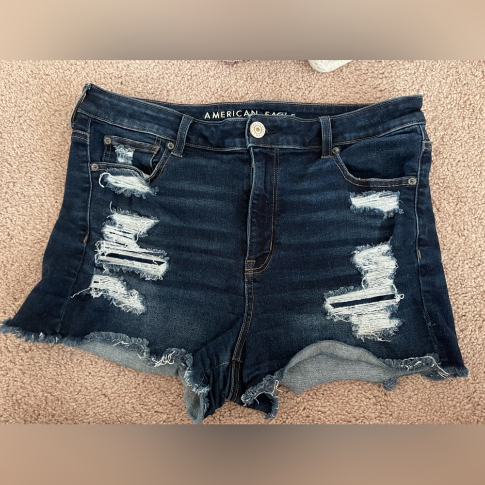 Dark Wash high rise shortie American eagle Jean shorts